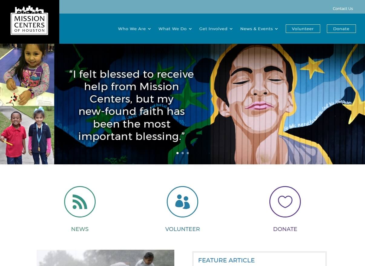 Mission Centers of Houston home page screenshot